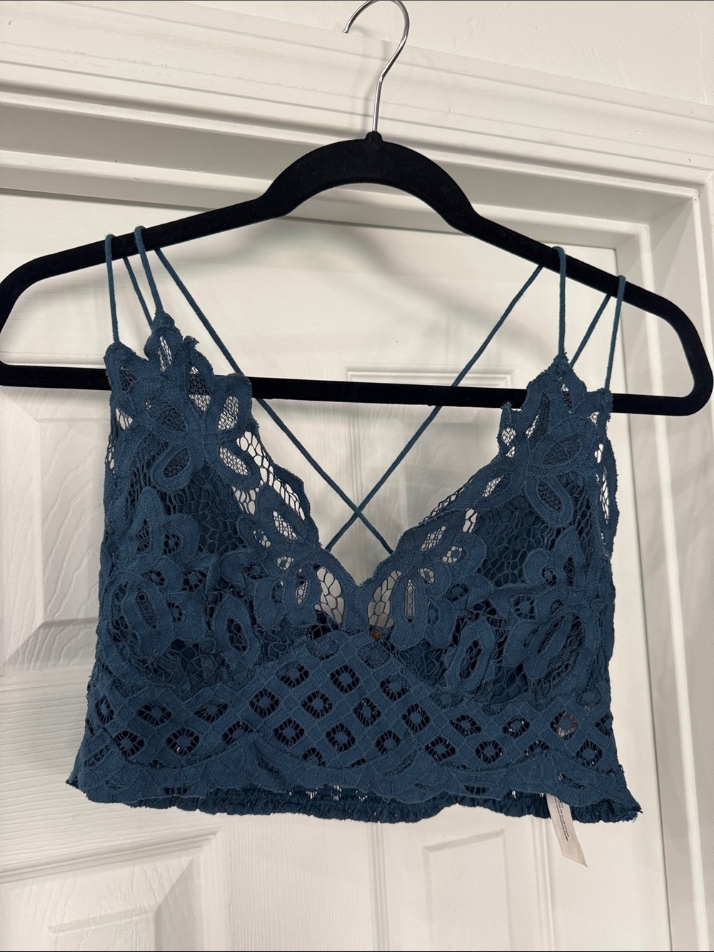 Free people Lace Bralette Top with Crisscross Back - Teal